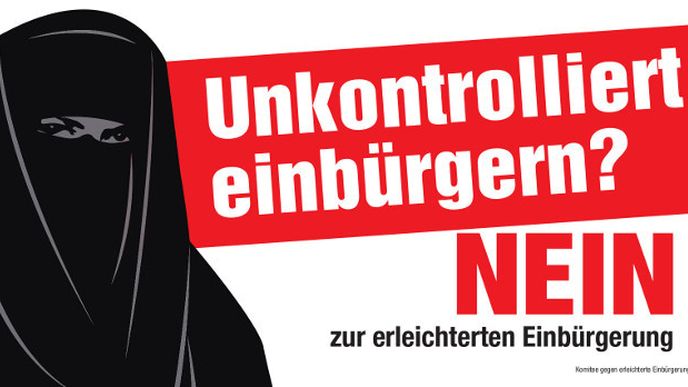 Ve Švýcarsku vyvolal rozruch plakát se ženou v burce.
