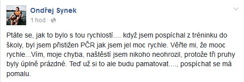 Synkův status na Facebooku