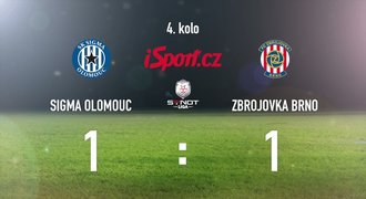 CELÝ SESTŘIH: Olomouc dál čeká na výhru, remizovala s Brnem 1:1