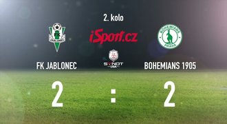 CELÝ SESTŘIH: Jablonec ztratil. S Bohemkou uhrál plichtu 2:2