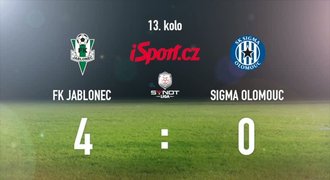 CELÝ SESTŘIH: Jablonec vyhrál 4:0, Olomouc dohrávala v devíti