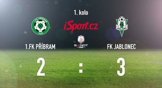 CELÝ SESTŘIH: Jablonec na úvod vyhrál. Příbram porazil 3:2