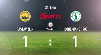 CELÝ SESTŘIH: Zlín - Bohemians 1905 1:1. Nováček na jaře nevyhrál