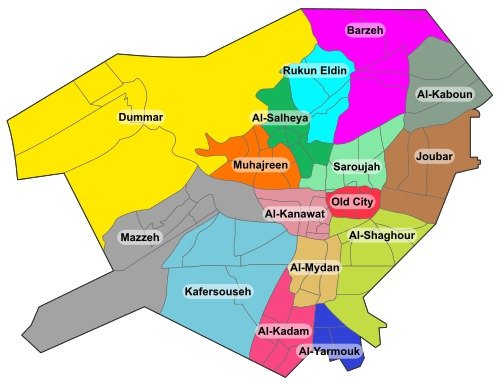 Čtvrť Jobar se nachází na severovýchodě Damašku.