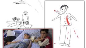 Syrské dět v uprchlickém táboře kreslí jenom násilí a smrt