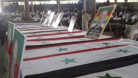 Pohřeb obětí syrských sebevražedných útoků (26.7.2018)