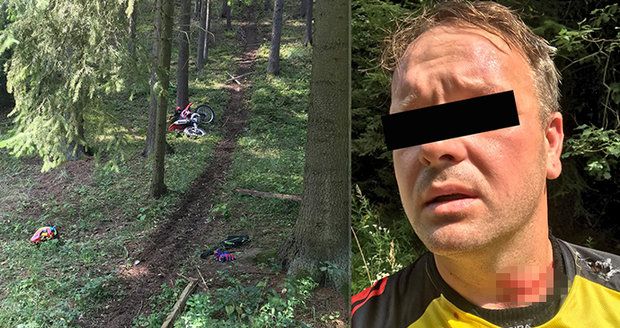 Ostnatý drát motorkáři Petrovi (38) málem uřízl hlavu! Někdo ho natáhl přes cestu v lese