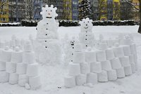 Chtěl udělat radost: Školák Tomáš (10) postavil v Tachově rodinu sněhuláků