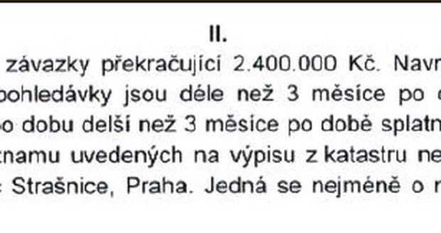 Takto herec soudu odůvodnil svoji žádost o osobní bankrot.