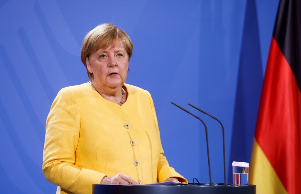 Německá kancléřka Angela Merkelová na tiskové konferenci o krizi v Afghánistánu (16. 8. 2021)