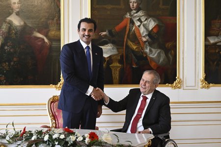 Prezident Miloš Zeman přijal na Pražském hradě katarského emíra Tamima bin Hamada Sáního (5.1.2022)