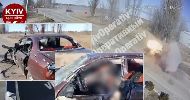 Brutalitu Rusů zachytilo video: Tank bez varování zdecimoval civilní auto, pár seniorů neměl šanci