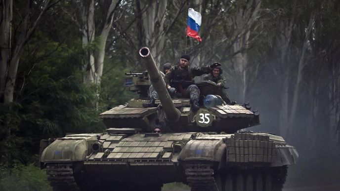 Tank proruských separatistů na východě Ukrajiny (duben 2015)