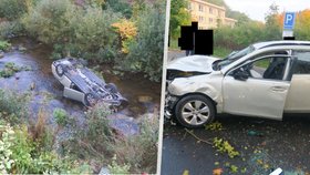 Auto v Tanvaldu skončilo v řece převrácené na střechu: Policie uvnitř našla mrtvého seniora. (†90)