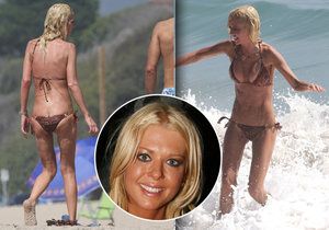 Kost a kůže! Vychrtlá Tara Reid předvedla své zbídačené tělo na pláži v Los Angeles.