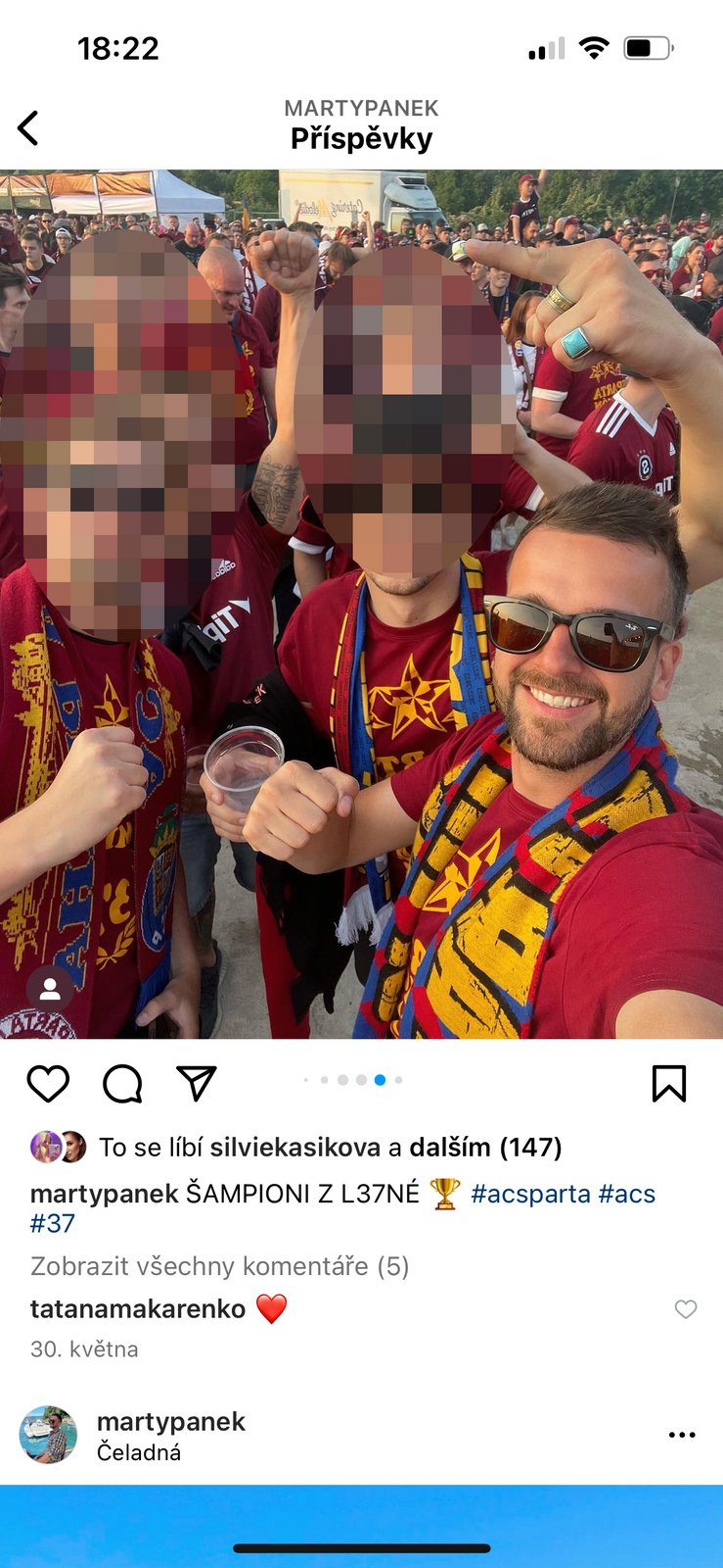 Martin Pánek odletěl s kamarády na fotbalový zápas v Glasgow.
