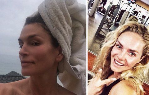 Cindy Crawford po cvičení, sauně a bez make-upu. Jaké další celebrity se fotí nenalíčené?