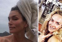 Cindy Crawford po cvičení, sauně a bez make-upu. Jaké další celebrity se fotí nenalíčené?