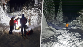 Horská záchranná služba v Tatrách pátrající po muži v lavině