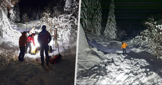 Horská záchranná služba v Tatrách pátrající po muži v lavině