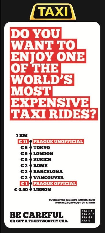 Tento plakát srovnává ceny v Praze a vybraných světových metropolích.