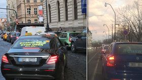 Protest taxikářů způsobil kolaps v centru Prahy.