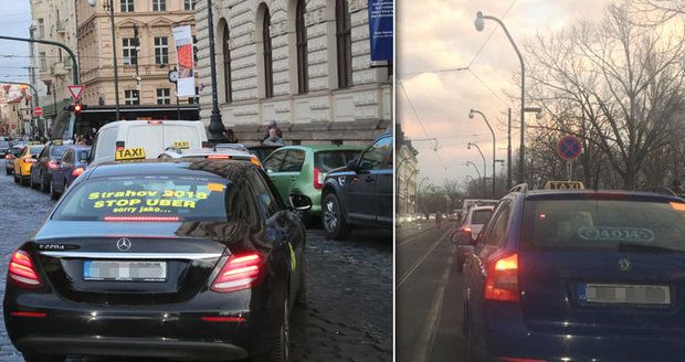 Kolaps dopravy v centru Prahy: Tisícovka taxikářů blokovala nábřeží, tramvaje desítky minut nejely