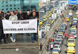 Taxikáři plánují další protest proti Uberu.