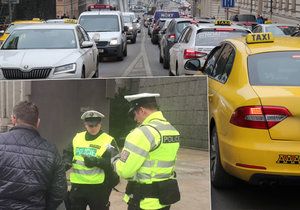 Policie kontroluje taxikáře kvůli pomalé jízdě.