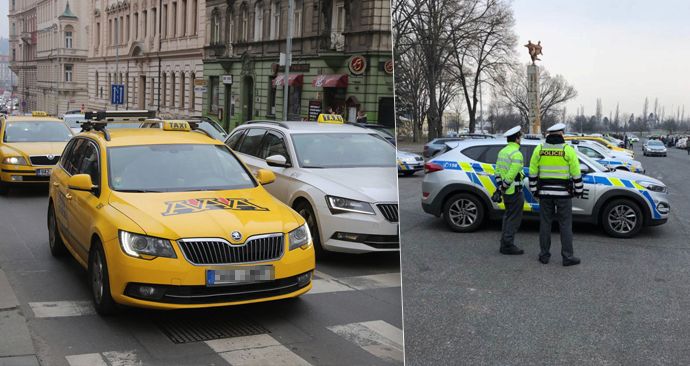 První den stávky taxikářů se na Strahově sešly necelé dvě tisícovky řidičů.