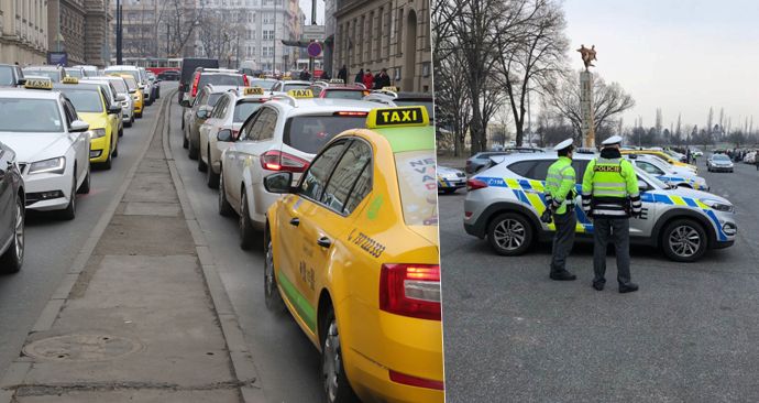 První den stávky taxikářů se na Strahově sešly necelé dvě tisícovky řidičů.