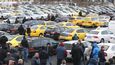 Taxikáři uspořádali v Praze v pondělí 12. února 2018 třetí protestní akci v řadě