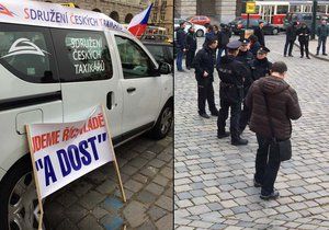Pěší protest taxikářů v centru Prahy, 13. 11. 2018