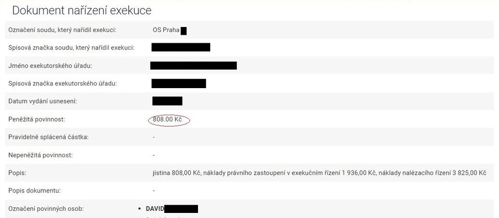 Údajný taxivrah David má 45 exekucí a dluží 457 884 korun!