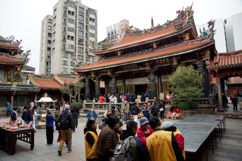 Slavný chrám Lungshan v Tchaj-peji