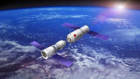 Čína chce vypustit na oběžnou dráhu novou orbitální stanici. Na snímku experimentální laboratoř Tchien-kung a kosmická loď Šen-čou.