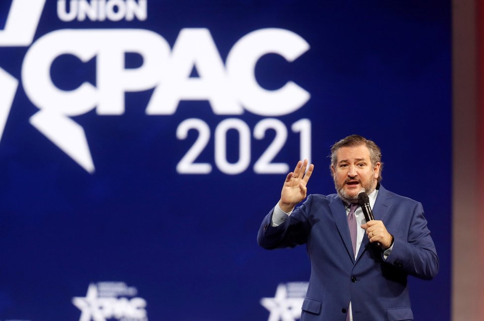 Republikánský senátor Ted Cruz na Konferenci konzervativní politické akce (CPAC; 27. 2. 2021)