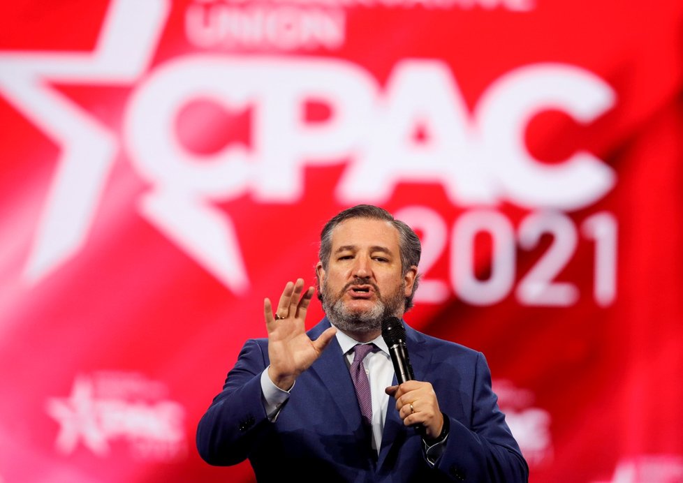 Republikánský senátor Ted Cruz na Konferenci konzervativní politické akce (CPAC; 27. 2. 2021)