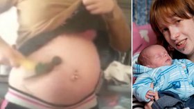 Heather Thorpe (24) z Velké Británie si jen pár týdnů před porodem mlátila do břicha kladivem, protože prý bylo moc těžké.