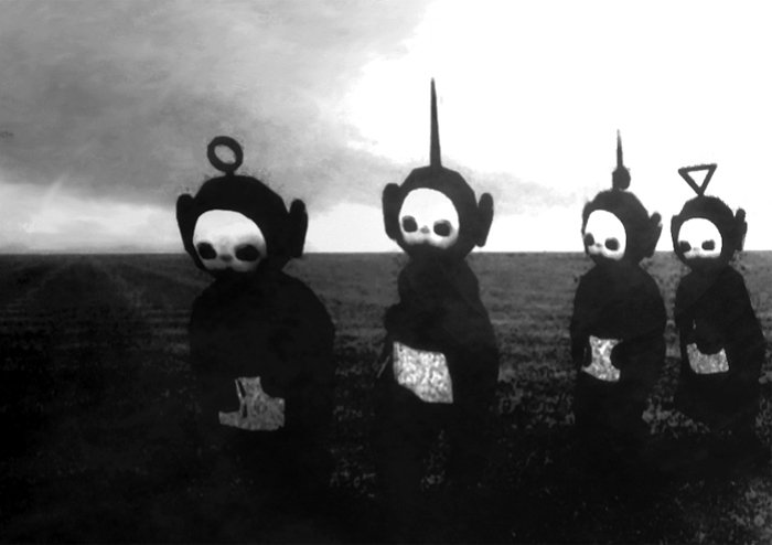 Teletubbies v černobílé verzi jsou opravdové psycho!