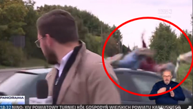 Dopravní nehoda během živého televizního vysílání