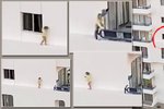 Šokující video zachytilo dítě pobíhající po římse.