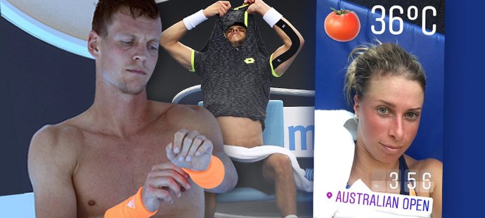 Velká vedra během Australian Open pociťují také čeští tenisté