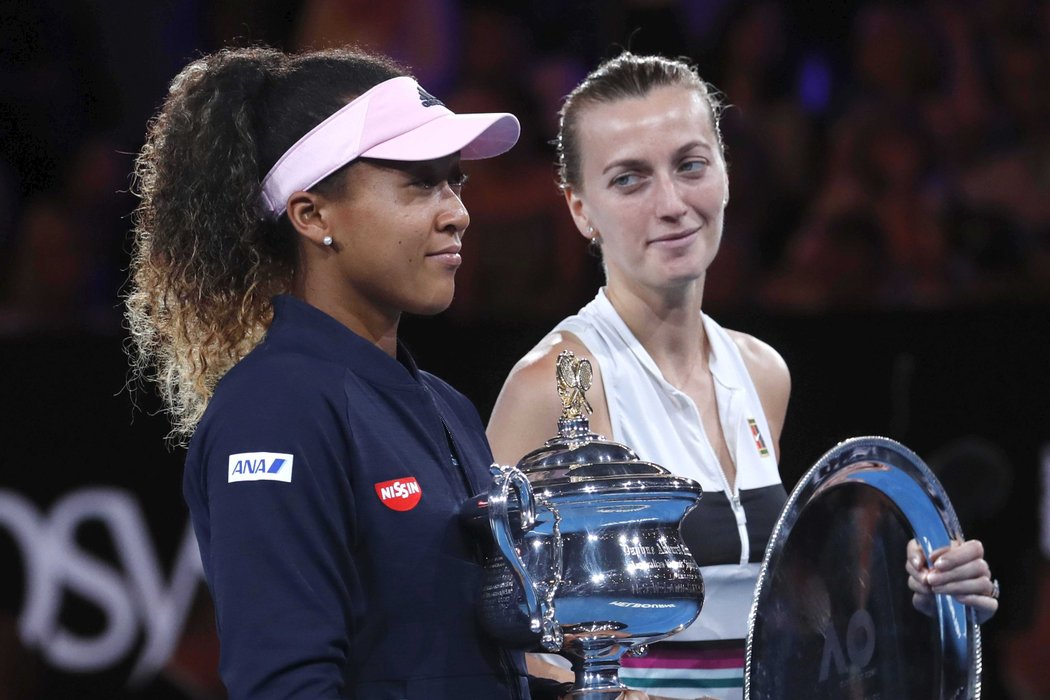 Vítězka Naomi Ósakaová a Petra Kvitová po finále Australian Open