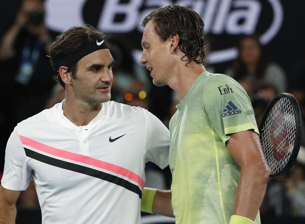 Roger Federer a Tomáš Berdych po čtvrtfinále Australian Open