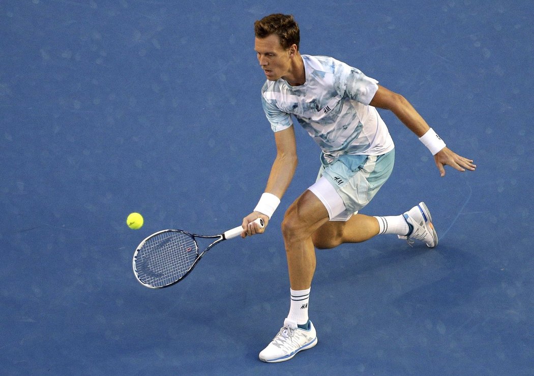 Tomáš Berdych při semifinále Australian Open s Andym Murraym