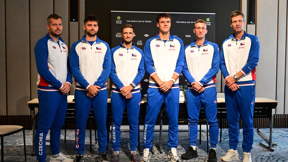 Český tým při losu daviscupového utkání proti USA