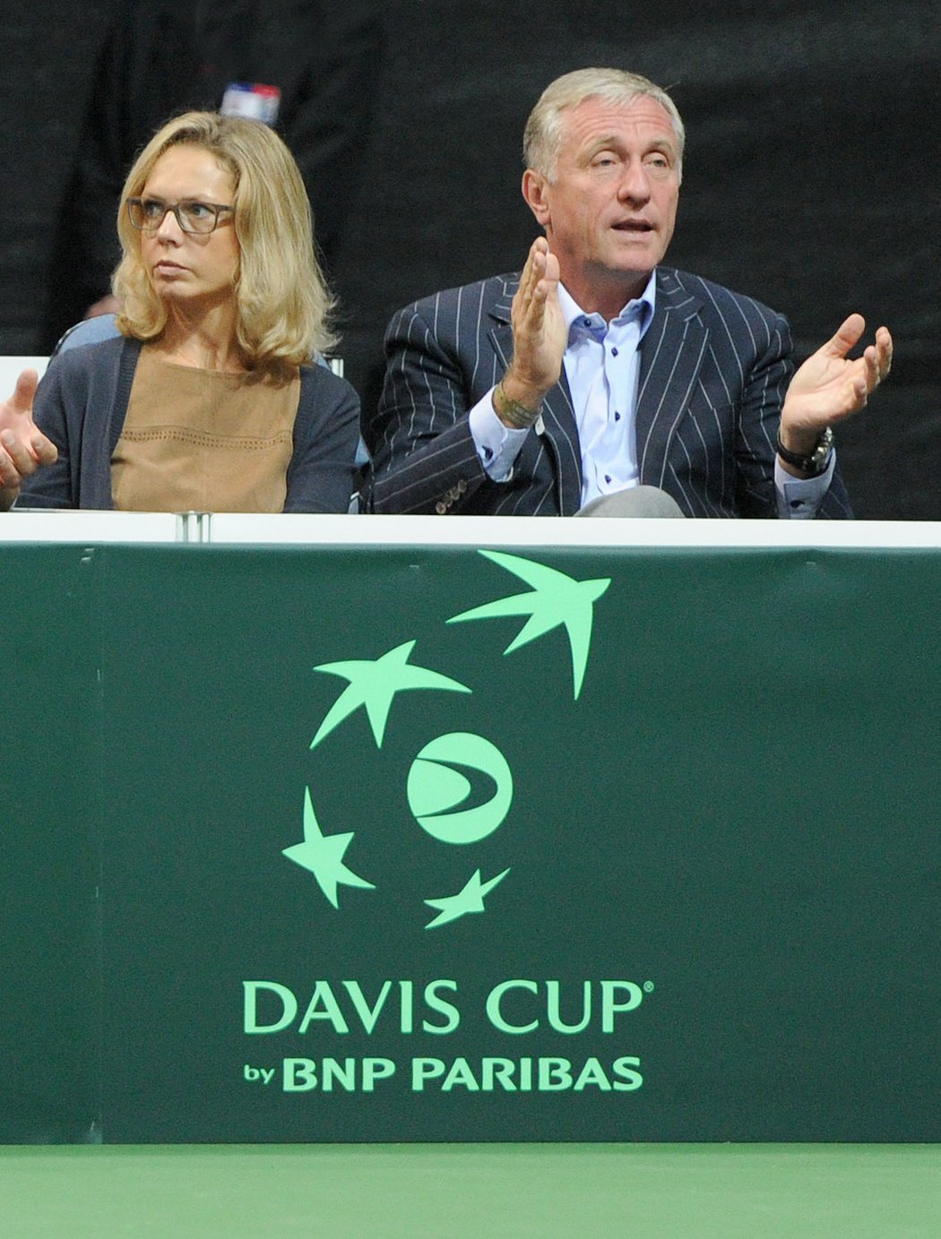 Daviscupové semifinále sledoval také bývalý premiér Mirek Topolánek s manželkou