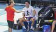 Novak Djokovič při tréninku v Melbourne byl v dobré náladě