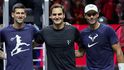 Roger Federer a dva jeho velcí rivalové: Novak Djokovič a Rafael Nadal